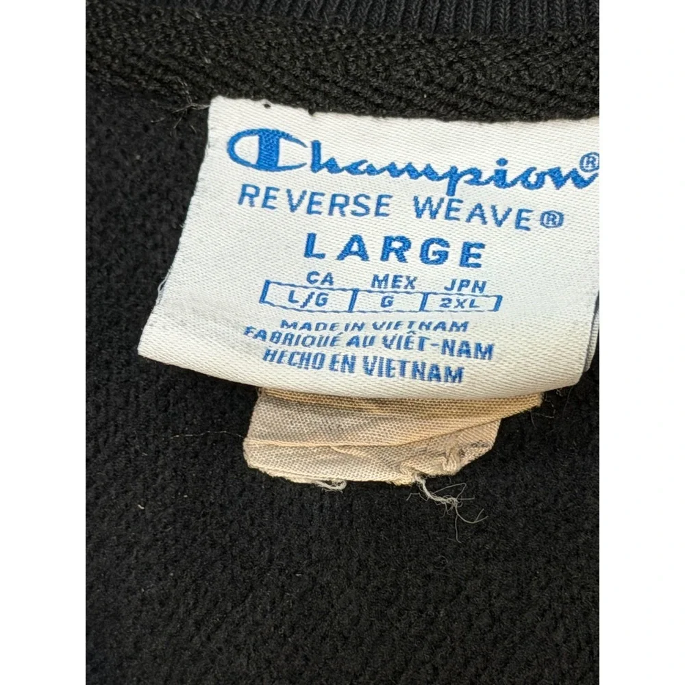 Champion Reverse Weave Quarter Zip Sweatshirt Mens Large Black Grey Colorblock